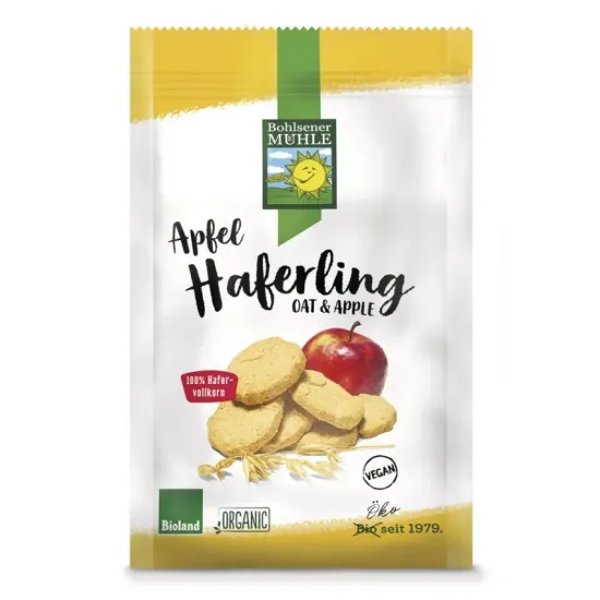 Haferling biscuiti bio crocanti din ovaz cu mere, 125g Bohlsener Muhle