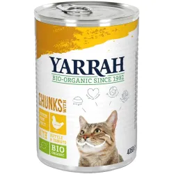 Hrana umeda bio pentru pisici, bucati de pui cu urzica si tomate, 405g Yarrah Hrana umeda bio pentru pisici, bucati de pui cu urzica si tomate, 405g Yarrah