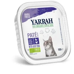 Hrana umeda bio pentru pisici, pate cu carne de pui si curcan cu aloe vera, 100g Yarrah Hrana umeda bio pentru pisici, pate cu carne de pui si curcan cu aloe vera, 100g Yarrah