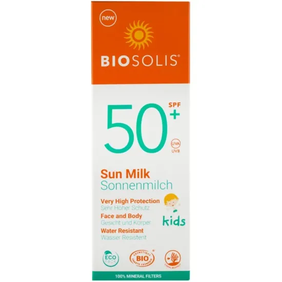 Lapte de soare cu protectie solara pentru copii, SPF 50+, 100ml Biosolis