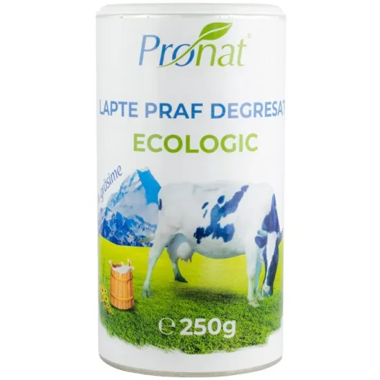 Lapte praf bio degresat, 1% grasime, 250g Pronat