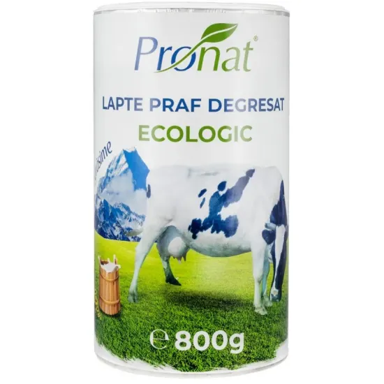 Lapte praf bio degresat, 1% grasime, 800g Pronat