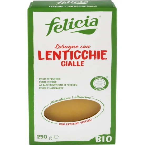 Lasagne bio din linte galbena, 250g Felicia