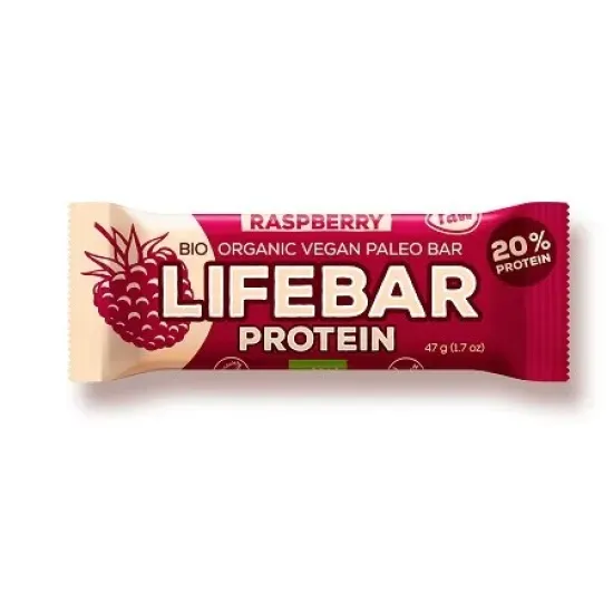 Lifebar baton proteic cu zmeura raw bio 47g