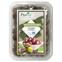 Masline Kalamata bio, fara samburi, in saramura, 200g Pronat Masline Kalamata bio, fara samburi, in saramura, 200g Pronat