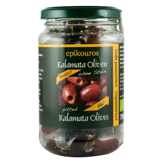 Masline kalamata bio, crude, fara samburi, 170g Epikouros