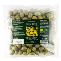 Masline verzi bio, crude, fara samburi, 500g Epikouros Masline verzi bio, crude, fara samburi, 500g Epikouros