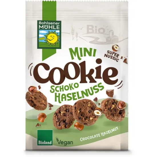 Mini fursecuri bio cu ciocolata si alune, 125g Bohlsener Muhle