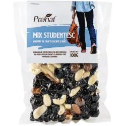 Mix Studentesc Amestec de fructe uscate si nuci 100g Pronat Mix Studentesc Amestec de fructe uscate si nuci 100g Pronat