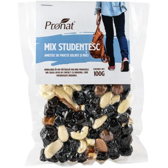 Mix Studentesc Amestec de fructe uscate si nuci 100g Pronat