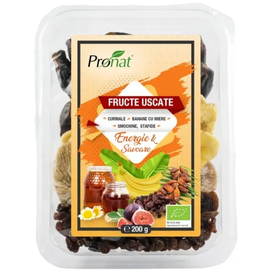 Mix bio de fructe uscate energie si savoare 200g Pronat