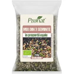 Mix bio din 3 seminte in proportii egale, 250g Pronat Mix bio din 3 seminte in proportii egale, 250g Pronat