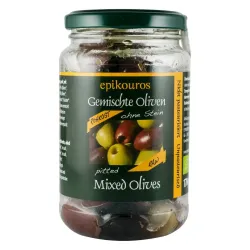 Mix de masline bio, crude, fara samburi, 170g Epikouros Mix de masline bio, crude, fara samburi, 170g Epikouros