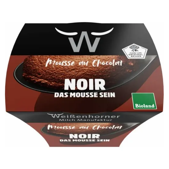 Mousse bio de ciocolata neagra, 80g Weisenhorner Milch Manufaktur