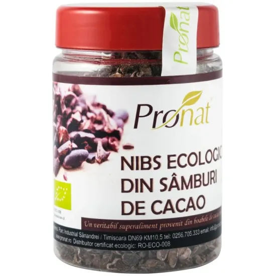 Nibs bio din samburi de cacao, 130g Pronat