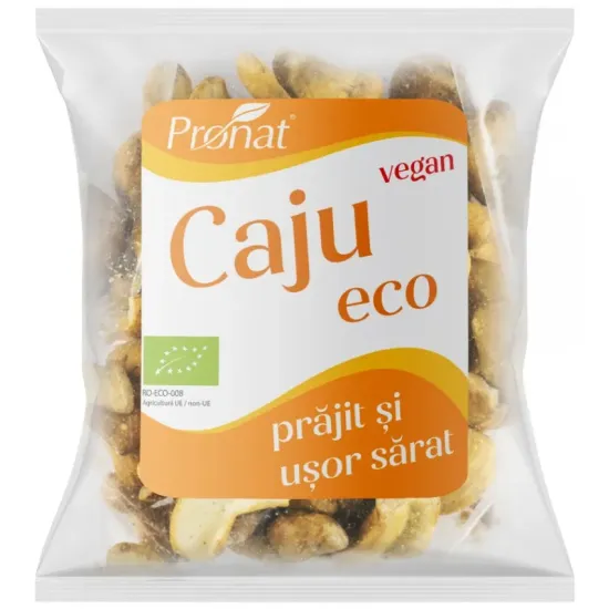 Nuci caju bio prajite si usor sarate 50g Pronat