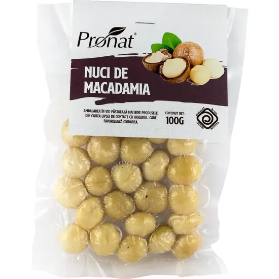 Nuci macadamia crude 100g Pronat