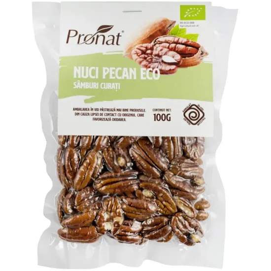 Nuci pecan bio, samburi curati 100g Pronat