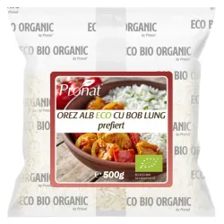 Orez alb bio cu bob lung, prefiert, 500g Pronat Orez alb bio cu bob lung, prefiert, 500g Pronat