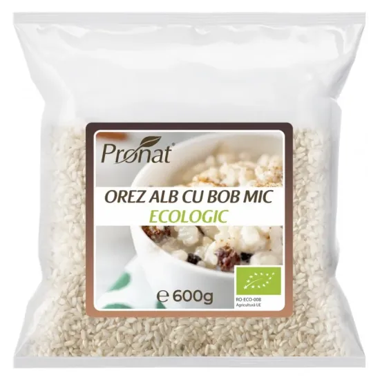 Orez alb bio cu bob mic, 600g Pronat