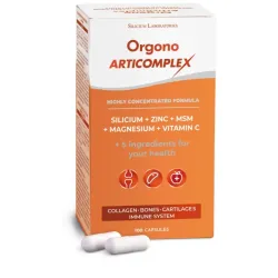 Orgono Articomplex Supliment cu siliciu, zinc, msm, magneziu si vitamina C, 100 capsule / 96.75g Silicium Orgono Articomplex Supliment cu siliciu, zinc, msm, magneziu si vitamina C, 100 capsule / 96.75g Silicium