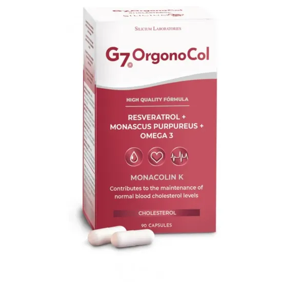 Orgono col G7 Supliment pe baza de plante, resveratrol, monascus purpureus, omega 3, 90 capsule, 63g Silicium Laboratories