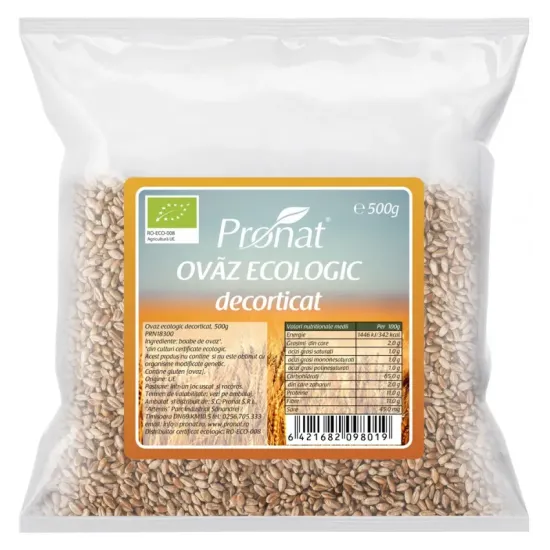 Ovaz bio decorticat, 500g Pronat