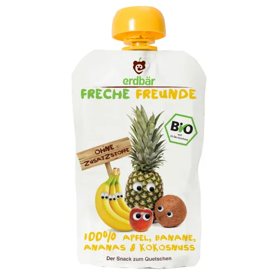 PIURE DE MERE, BANANE, ANANAS SI COCOS BIO 100G Erdbar