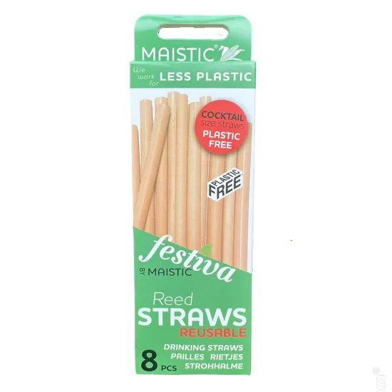 Pai din stuf pentru baut, 14cm, plastic free, set 8 buc, Maistic