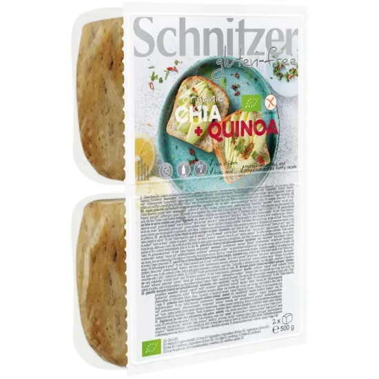 Paine bio fara gluten cu seminte de chia si faina integrala de quinoa, 500g Schnitzer Gluten Free