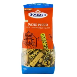 Panne Picco Asia cu susan negru mini grisine bio din alac, orz si mei, demeter 150g Sommer Panne Picco Asia cu susan negru mini grisine bio din alac, orz si mei, demeter 150g Sommer