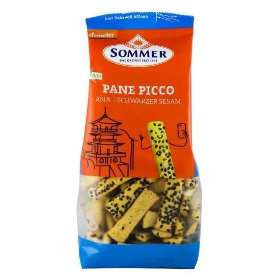 Panne Picco Asia cu susan negru mini grisine bio din alac, orz si mei, demeter 150g Sommer