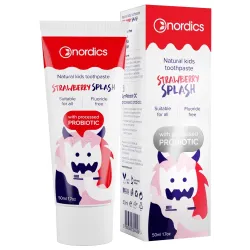 Pasta de dinti naturala pentru copii cu capsuni si probiotice 50ml Nordics