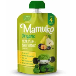 Piure de pere, prune si coacaze negre bio 100g Mamuko