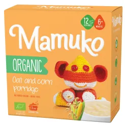 Porridge din 2 cereale ovaz si porumb bio, 6+ luni, 200g Mamuko Porridge din 2 cereale ovaz si porumb bio, 6+ luni, 200g Mamuko