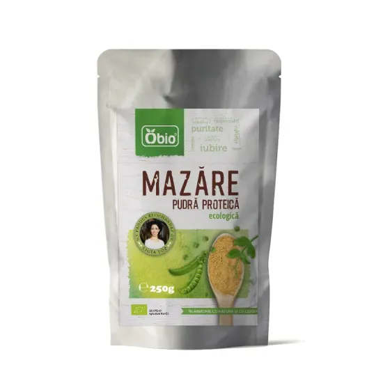 Proteina din mazare galbena pulbere eco 250g Obio