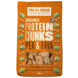 Proteina vegetala texturata din mazare si fava bucati mari 125g Profusion Proteina vegetala texturata din mazare si fava bucati mari 125g Profusion