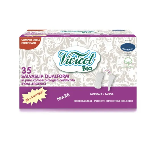 Protej slip din bumbac bio hipoalergenic, compostabil - Dual form ( 35 buc ) - VIVICOT BIO