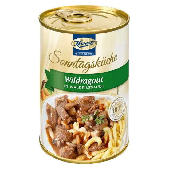 Ragu de vanat in sos de ciuperci salbatice, 400g Keunecke