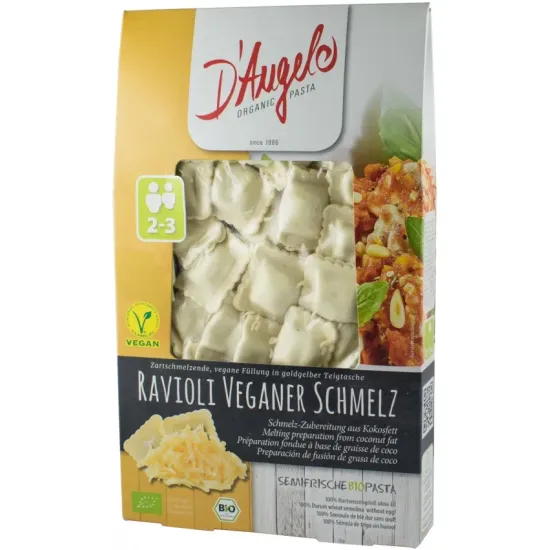 Ravioli bio cu branza fondanta vegana, 250g D'angelo Pasta