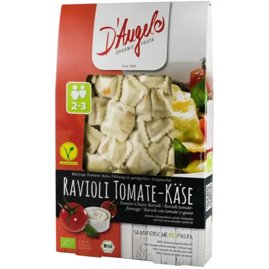 Ravioli bio cu rosii si branza, 250g D'angelo