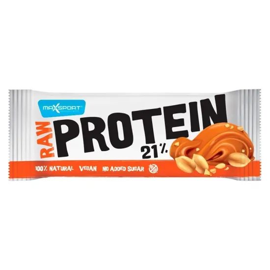 Raw Protein 21% Baton proteic cu alune si sare vulcanica, 50g Max Sport