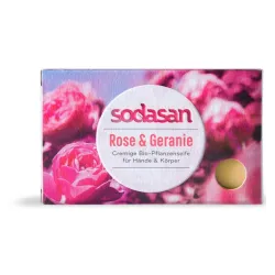 Sapun bio cu trandafiri si geranium, 100g Sodasan Sapun bio cu trandafiri si geranium, 100g Sodasan