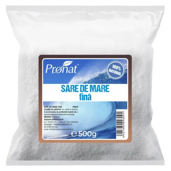 Sare de mare, fina, 500g Pronat