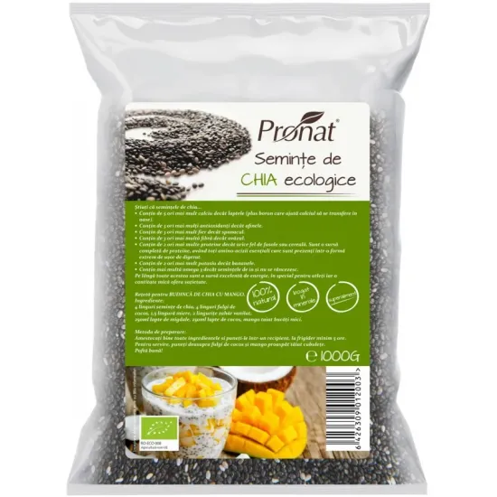 Seminte de chia bio, 1000g Pronat