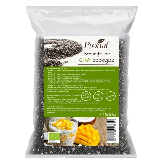 Seminte de chia bio, 500g Pronat