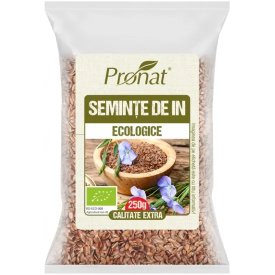 Seminte de in bio, 250g Pronat