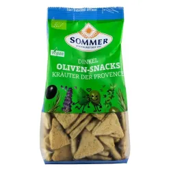 Snack bio din faina de grau spelta cu masline si ierburi de Provence, 150g Sommer Snack bio din faina de grau spelta cu masline si ierburi de Provence, 150g Sommer