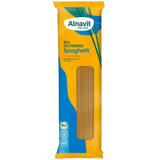 Spaghetti din porumb si orez fara gluten, bio, 500g Alnavit