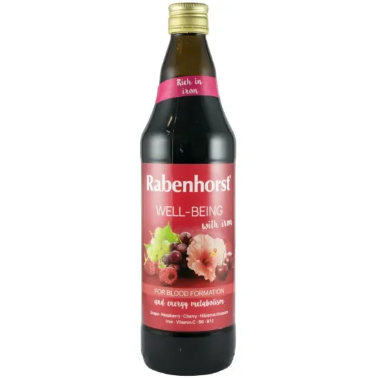 Stare de bine Suc din fructe cu flori de hibiscus si fier, 750ml Rabenhorst